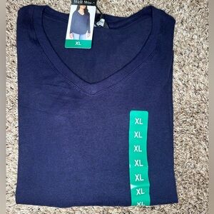 NWT Well Worn Deep Blue V-Neck Sweater XL Basic soft tee